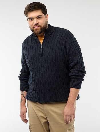 Jersey camionero con cremallera y trenzado