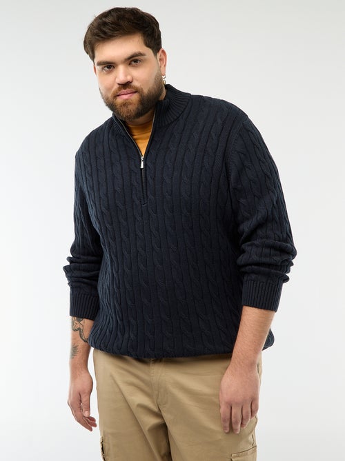 Jersey camionero con cremallera y trenzado - Kiabi