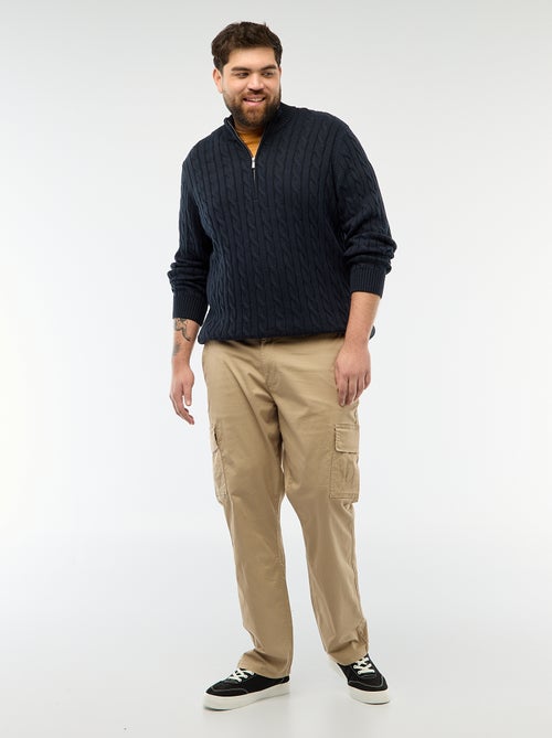 Jersey camionero con cremallera y trenzado - Kiabi