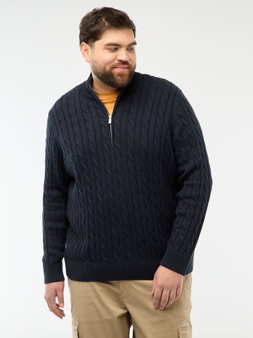 Jersey camionero con cremallera y trenzado - Kiabi