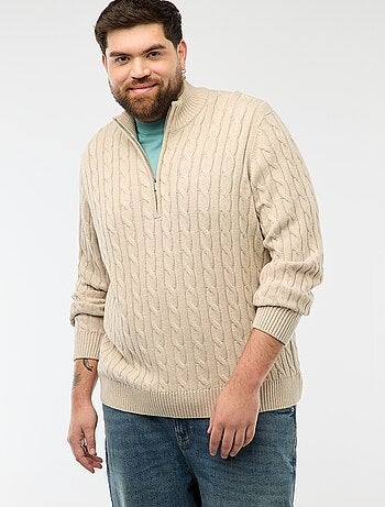 Jersey camionero con cremallera y trenzado