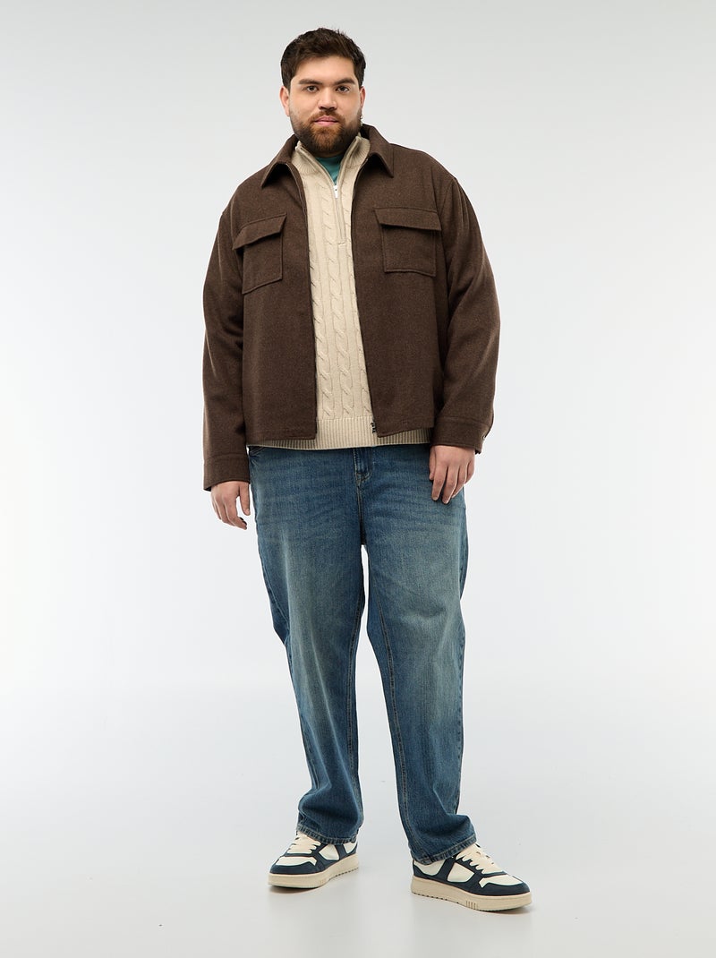 Jersey camionero con cremallera y trenzado Beige - Kiabi