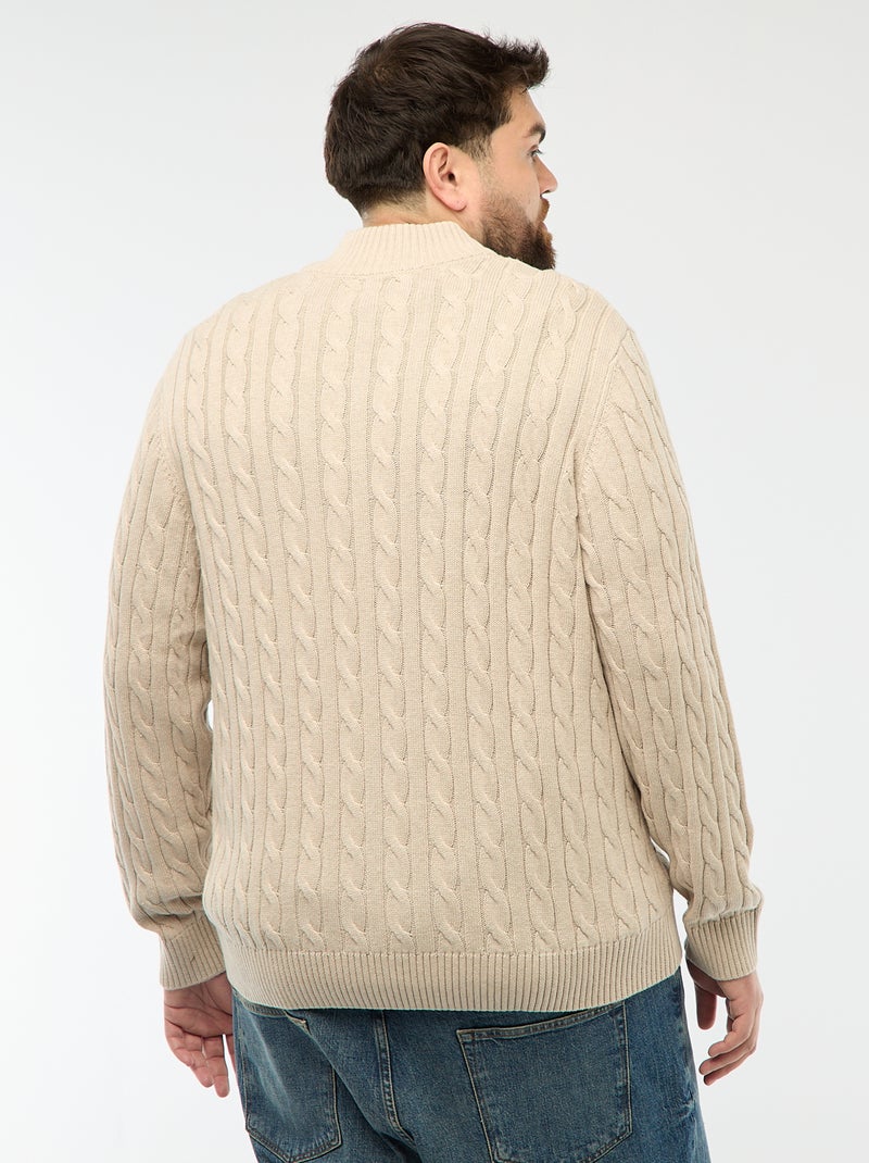 Jersey camionero con cremallera y trenzado Beige - Kiabi