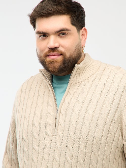 Jersey camionero con cremallera y trenzado - Kiabi