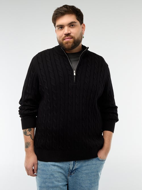 Jersey camionero con cremallera y trenzado - Kiabi