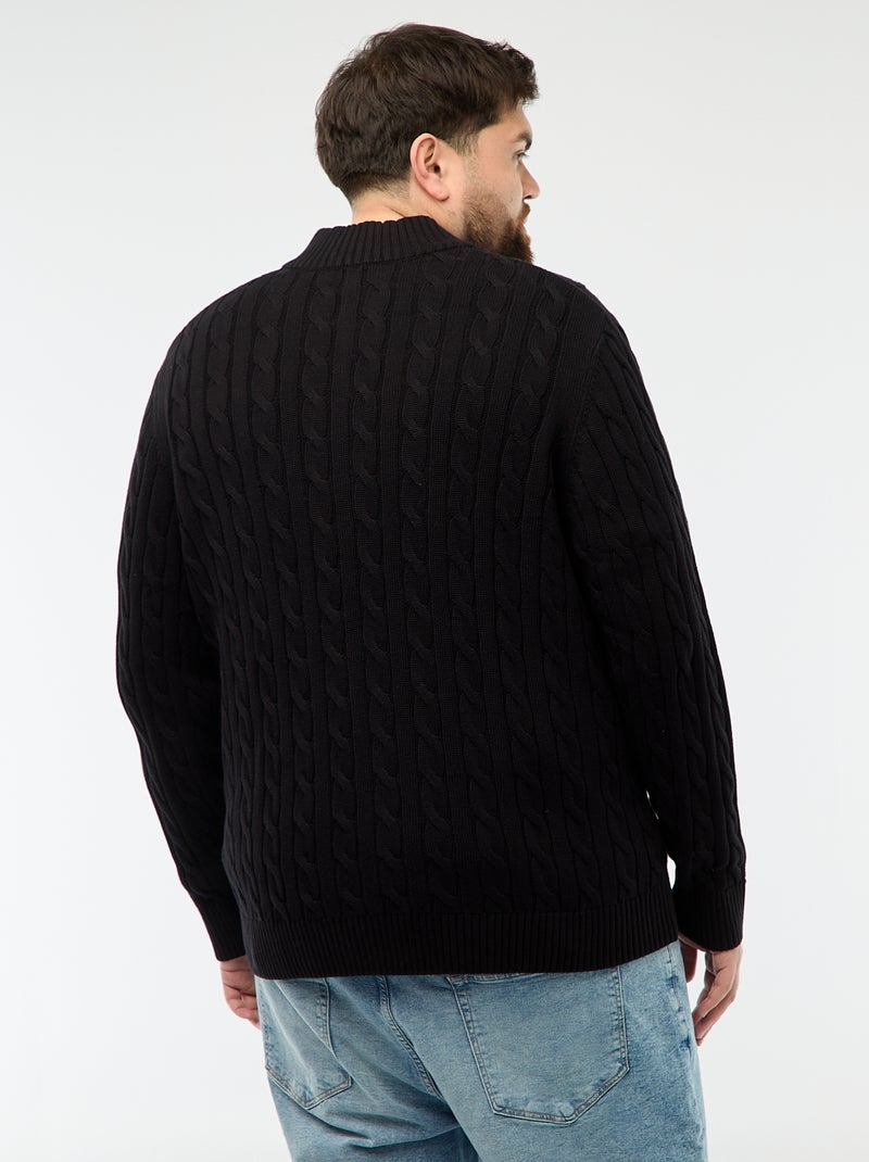 Jersey camionero con cremallera y trenzado Negro - Kiabi