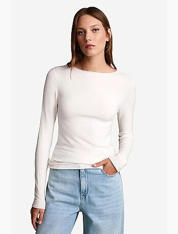 Women's jersey de canalé con escote barco slim fit dilvin