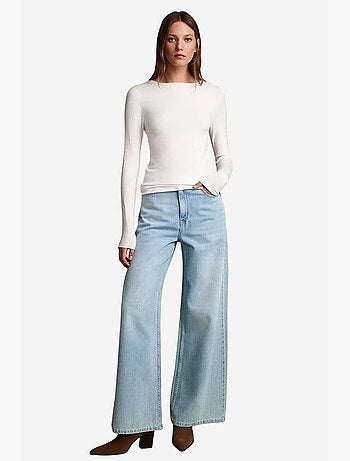 Women's jersey de canalé con escote barco slim fit dilvin