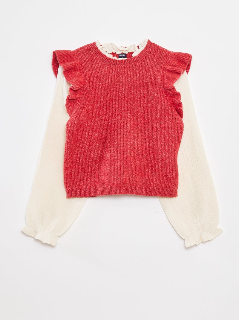 Jersey con blusa 2 en 1 rojo - Kiabi