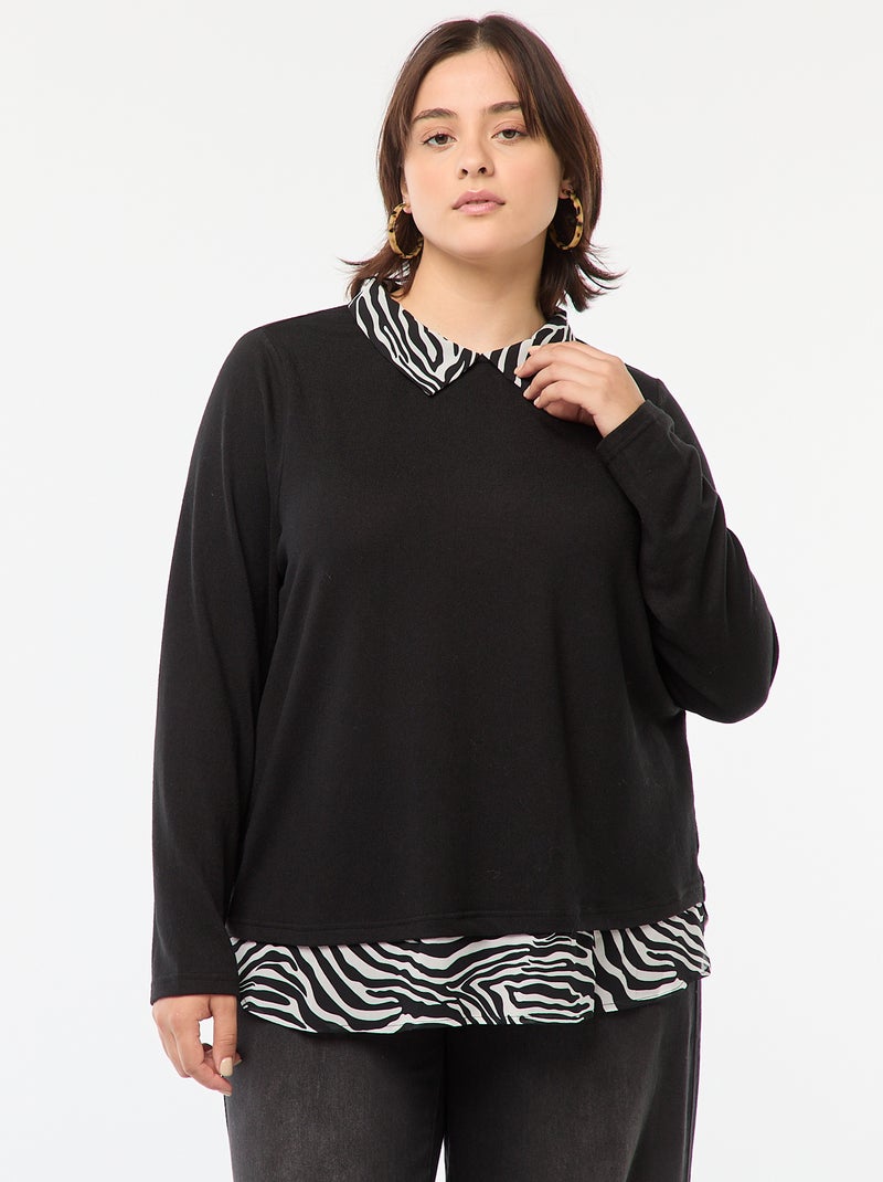 Jersey con blusa efecto 2 en 1 'Only Carmakoma' Negro - Kiabi