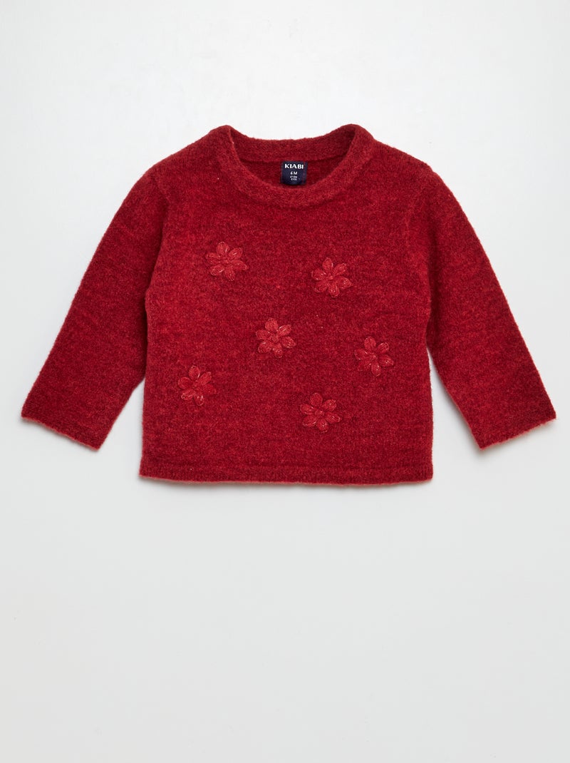 Jersey con bordado floral ROJO - Kiabi