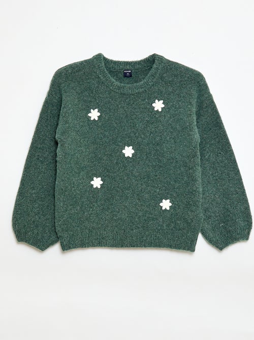 Jersey con bordados de flores - Kiabi