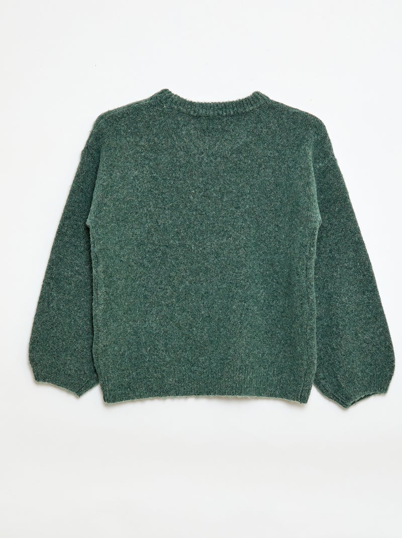 Jersey con bordados de flores Verde - Kiabi