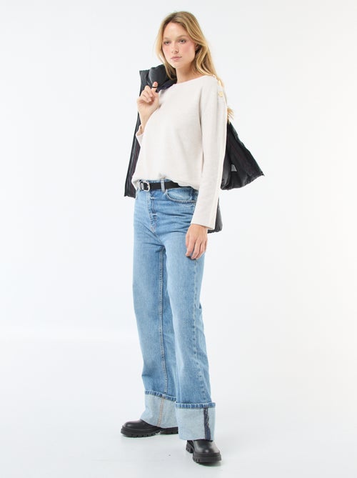 Jersey con botones decorativos dorados en el hombro - Kiabi