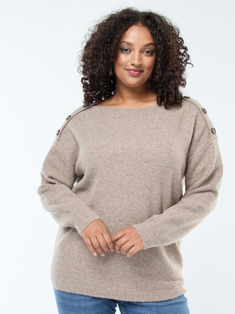 Jersey con botones decorativos en el hombro Marron - Kiabi
