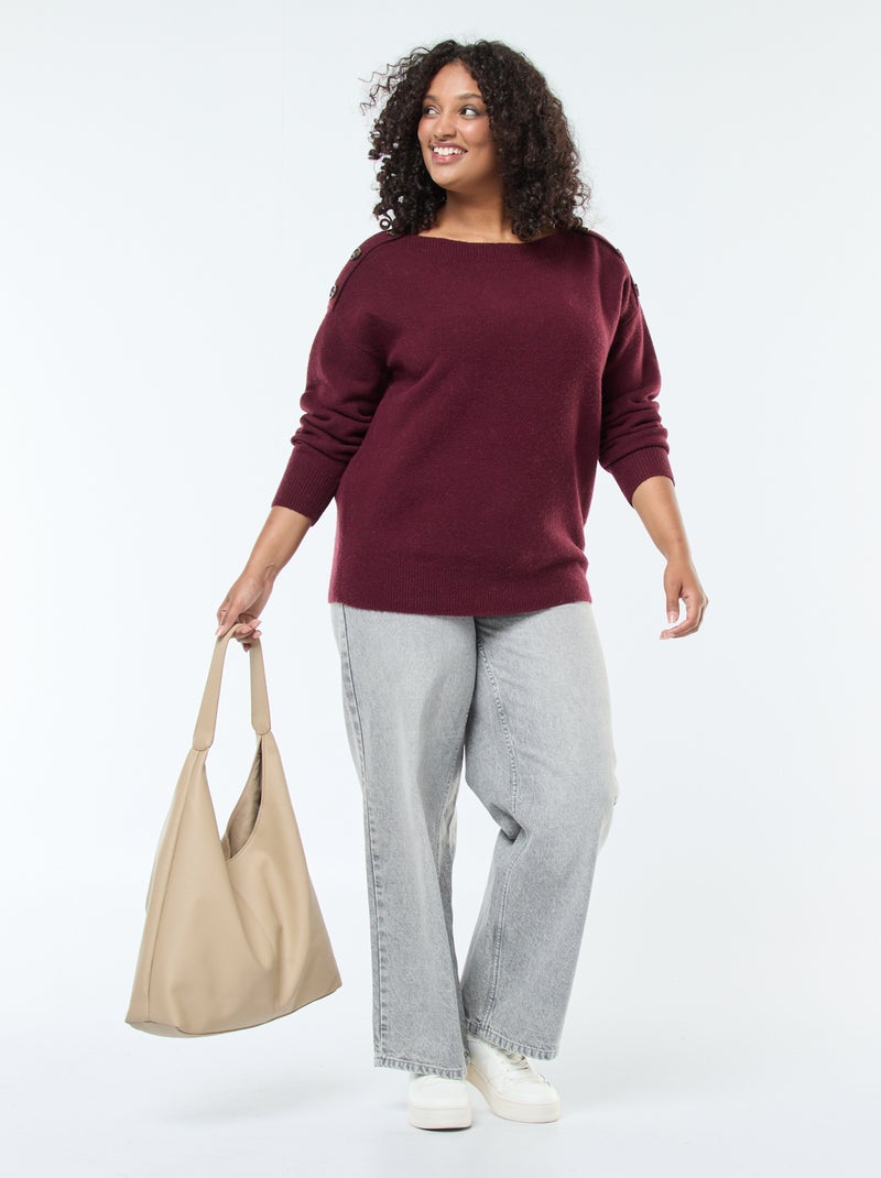 Jersey con botones decorativos en el hombro Rojo - Kiabi