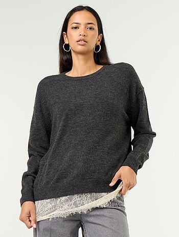 Jersey con canesú de encaje