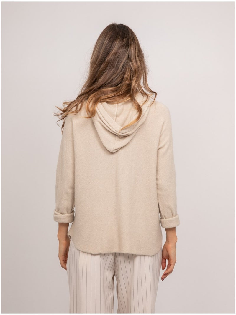 Jersey con capucha de punto suave con mezcla de alpaca kattem Beige - Kiabi