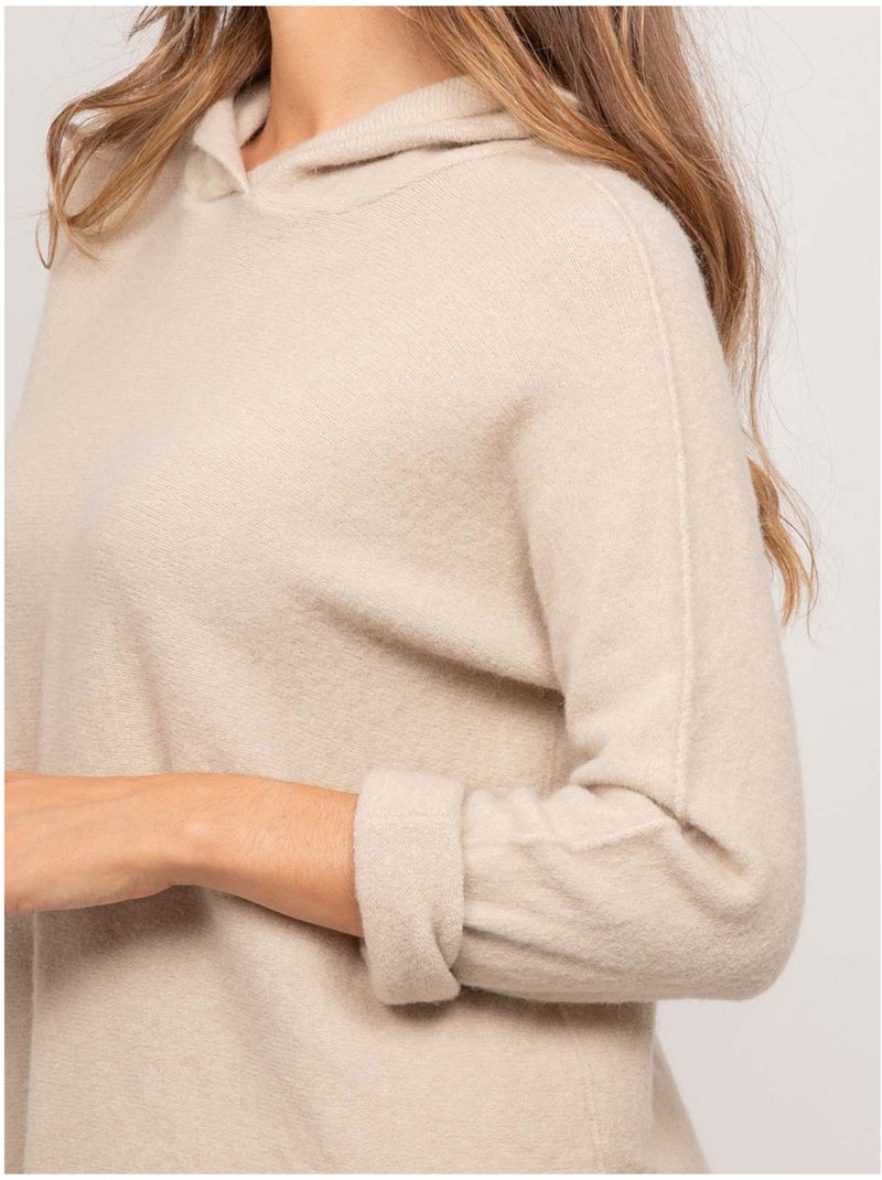 Jersey con capucha de punto suave con mezcla de alpaca kattem Beige - Kiabi