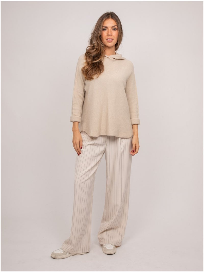 Jersey con capucha de punto suave con mezcla de alpaca kattem Beige - Kiabi