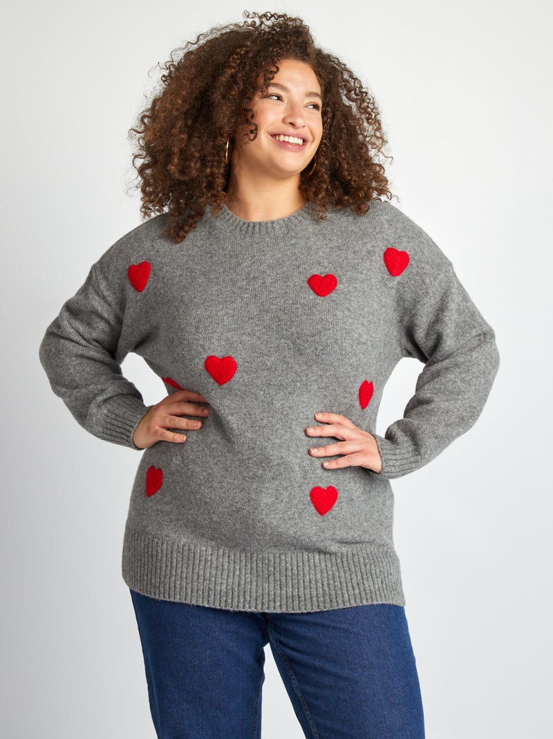 Jersey con corazones San Valentín GRIS - Kiabi