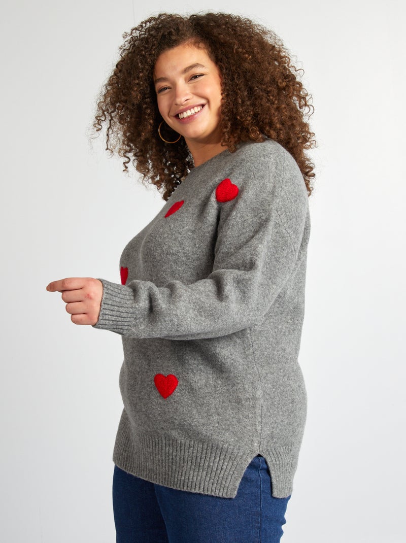 Jersey con corazones San Valentín GRIS - Kiabi