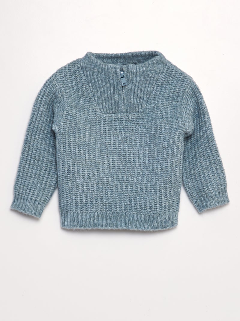 Jersey con cremallera en el cuello AZUL - Kiabi