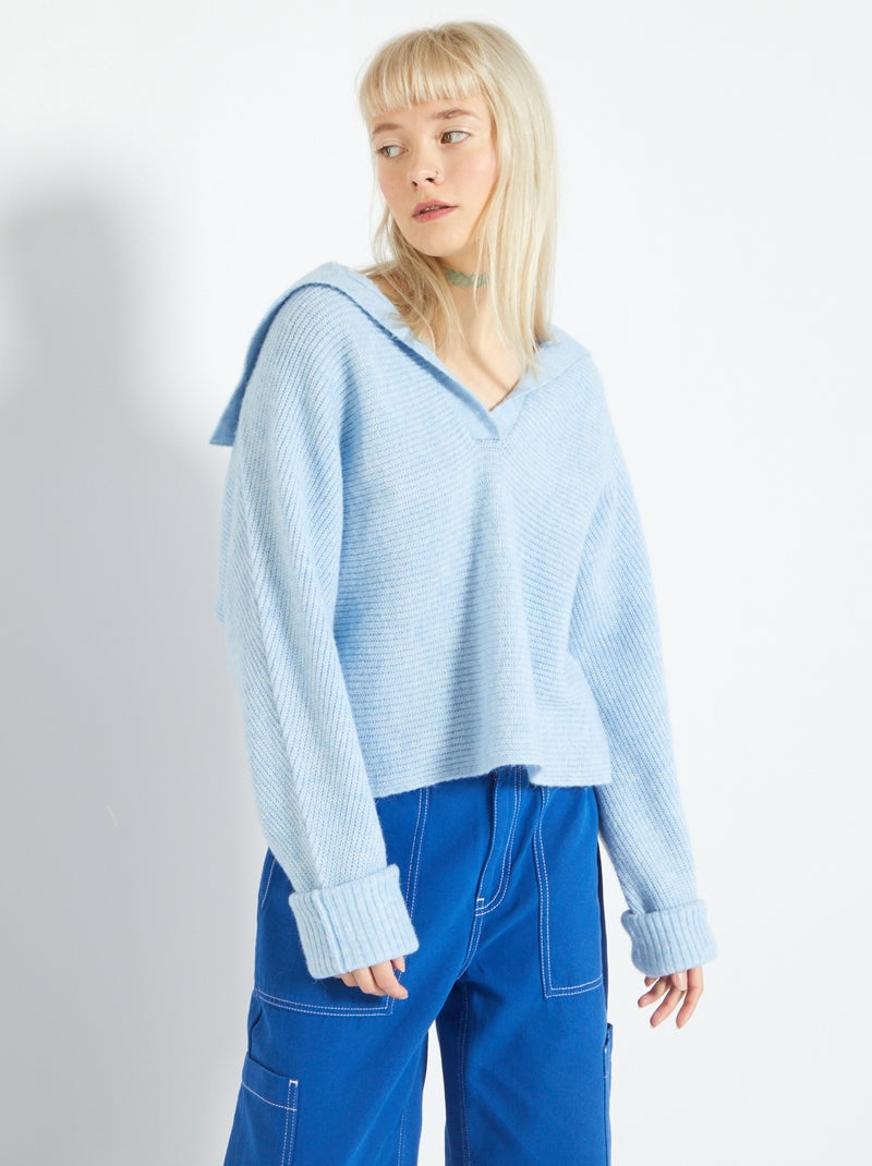 Jersey con cremallera en el cuello AZUL - Kiabi