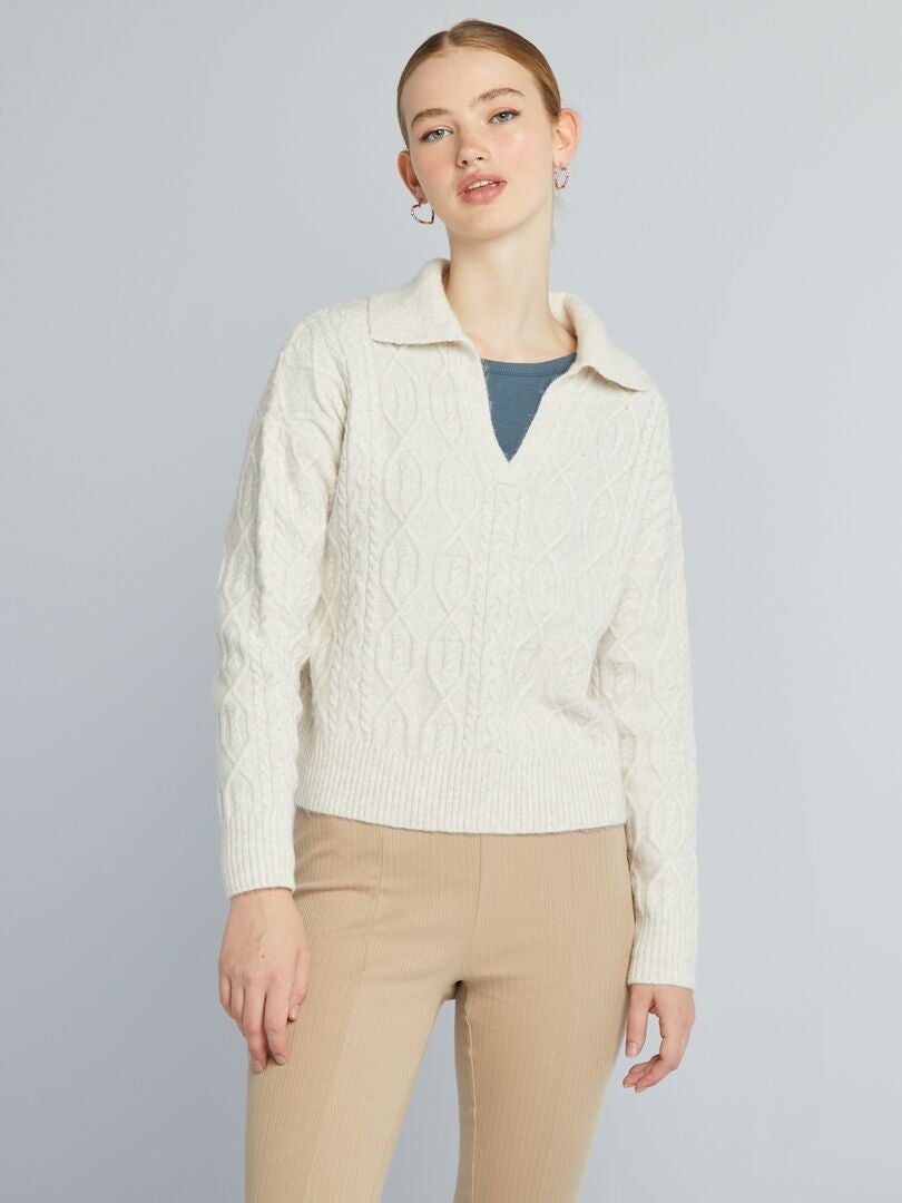 Jersey con cremallera en el cuello BEIGE - Kiabi