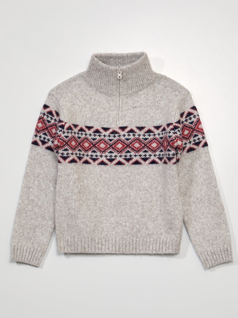 Jersey con cremallera en el cuello BEIGE - Kiabi