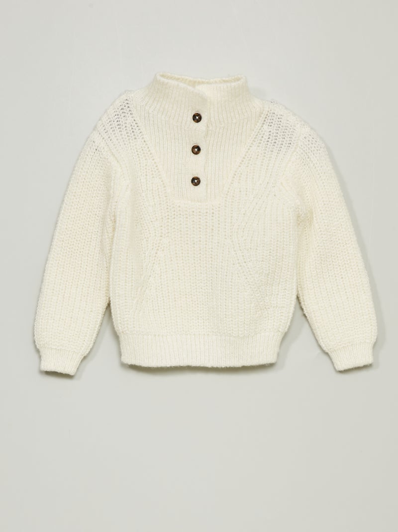 Jersey con cremallera en el cuello BLANCO - Kiabi
