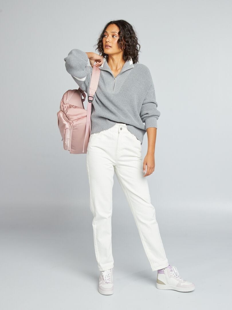 Jersey con cremallera en el cuello GRIS - Kiabi
