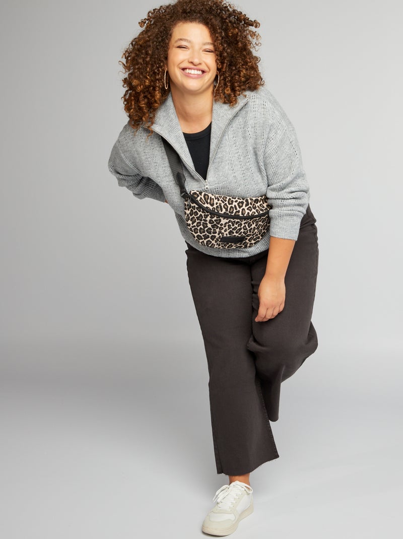 Jersey con cremallera en el cuello GRIS - Kiabi
