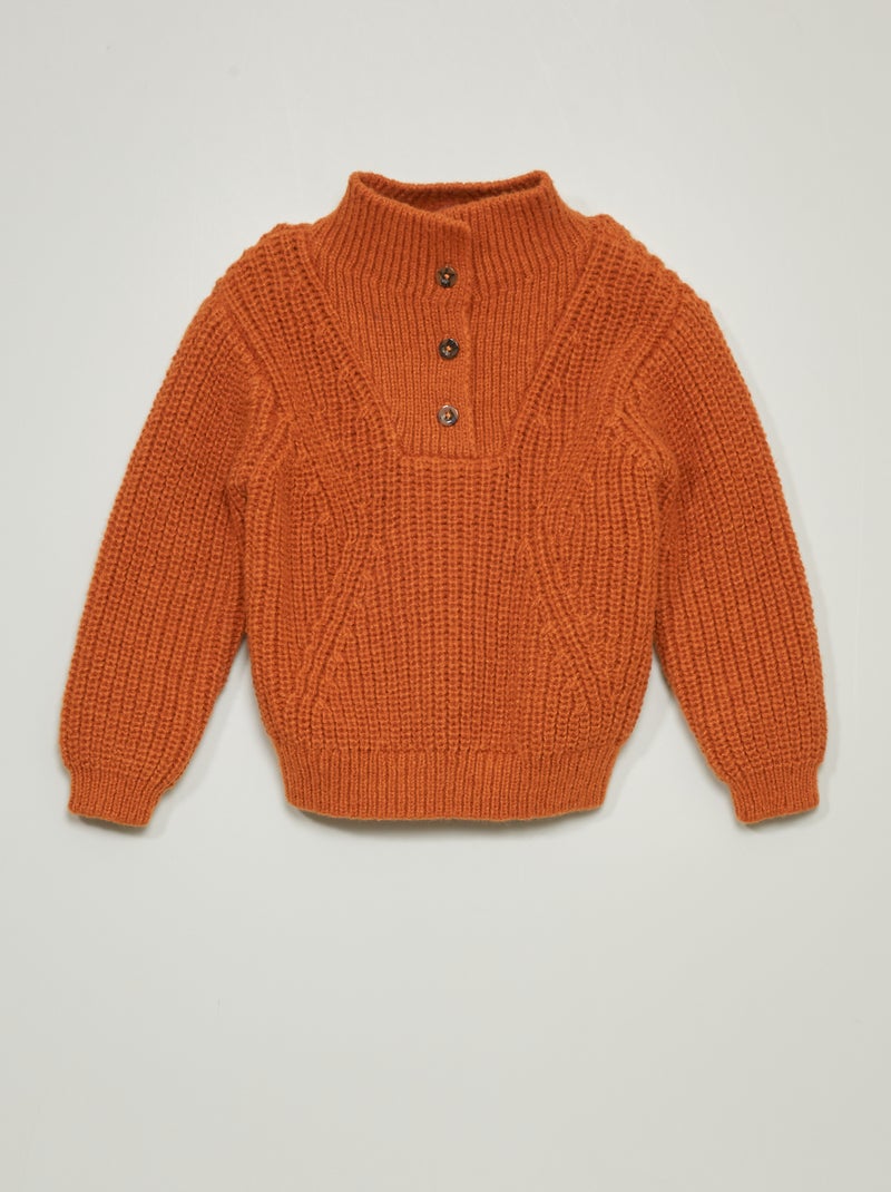 Jersey con cremallera en el cuello marrón - Kiabi
