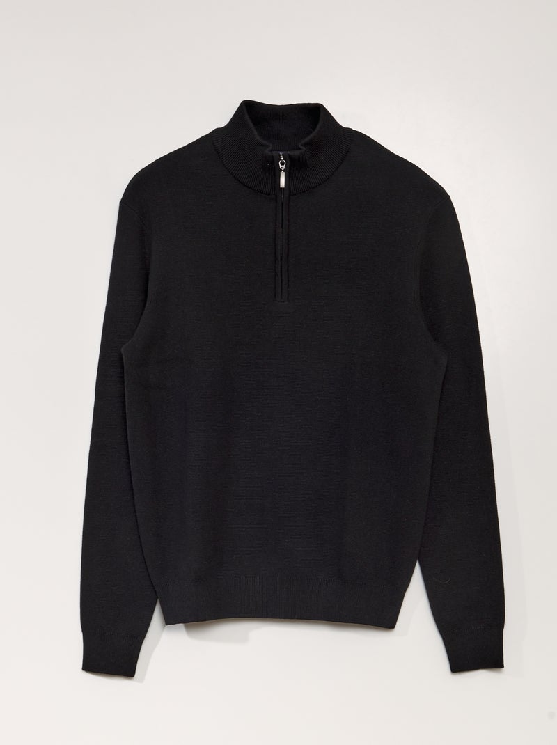 Jersey con cremallera en el cuello negro - Kiabi