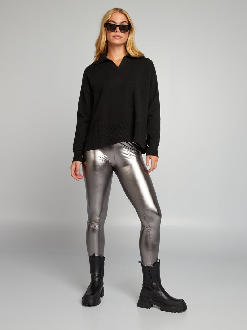 Jersey con cremallera en el cuello negro - Kiabi