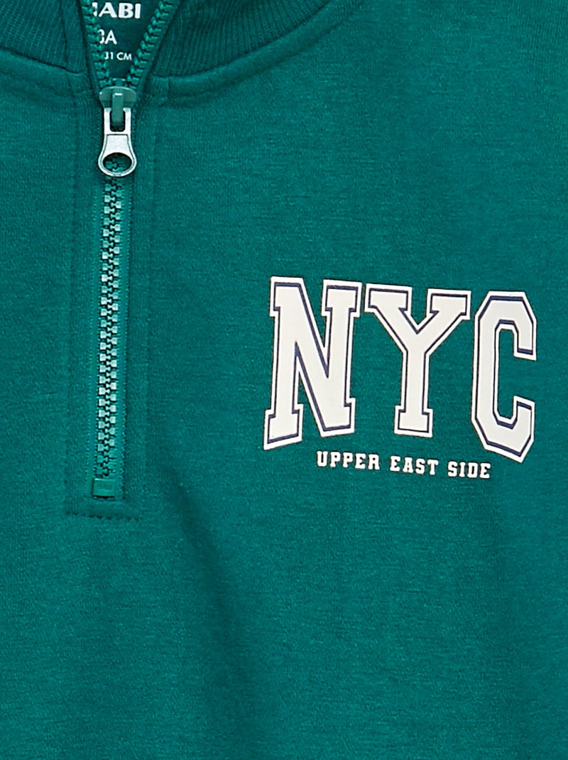 Jersey con cremallera en el cuello VERDE - Kiabi