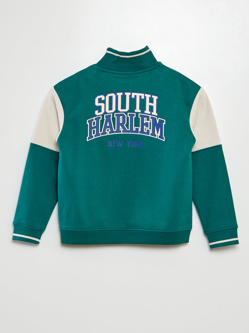 Jersey con cremallera en el cuello VERDE - Kiabi