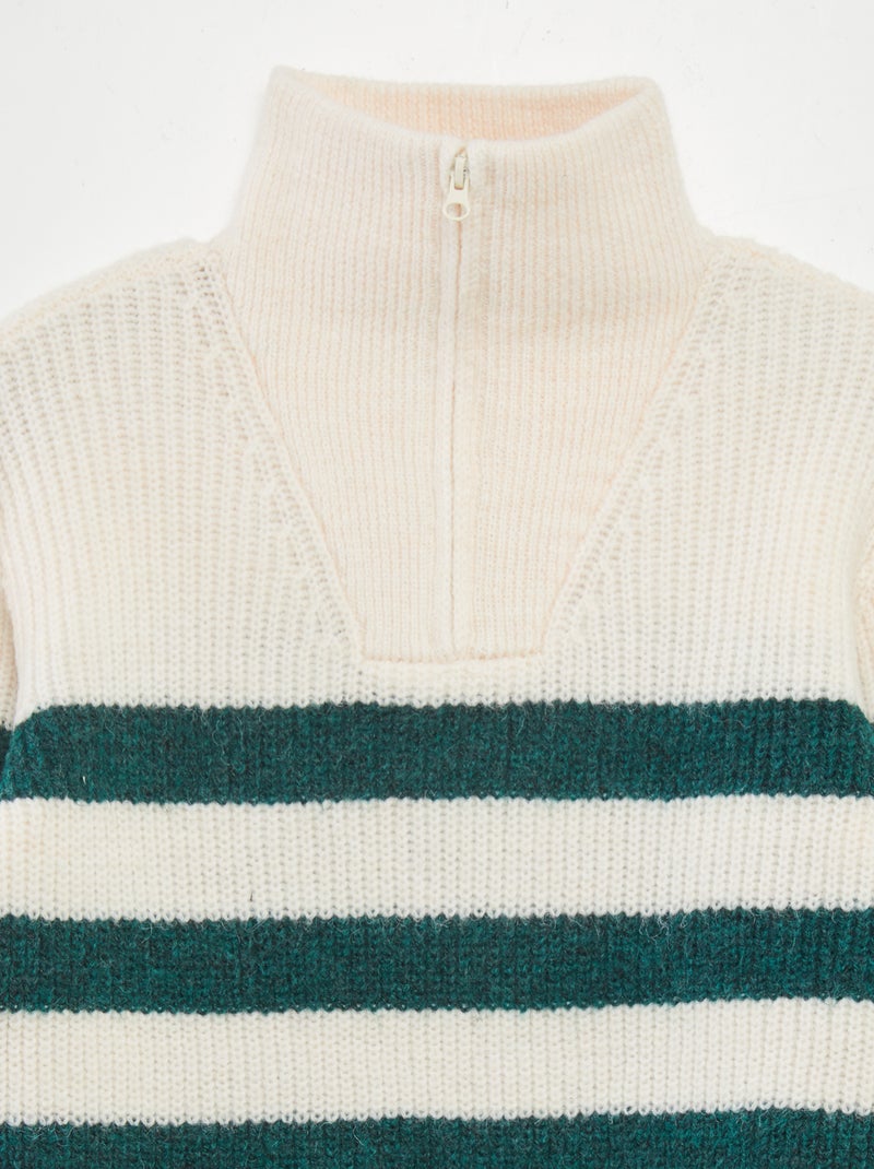 Jersey con cremallera en el cuello VERDE - Kiabi