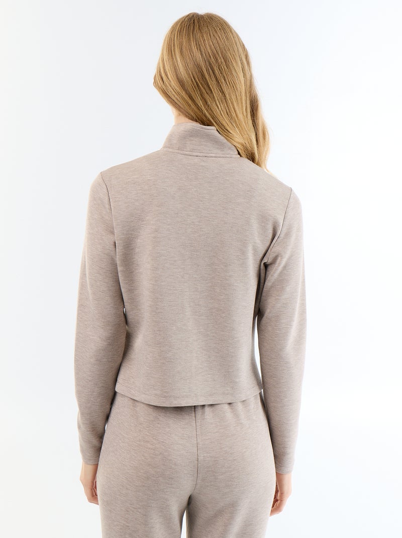 Jersey con cremallera y cuello alto Beige - Kiabi