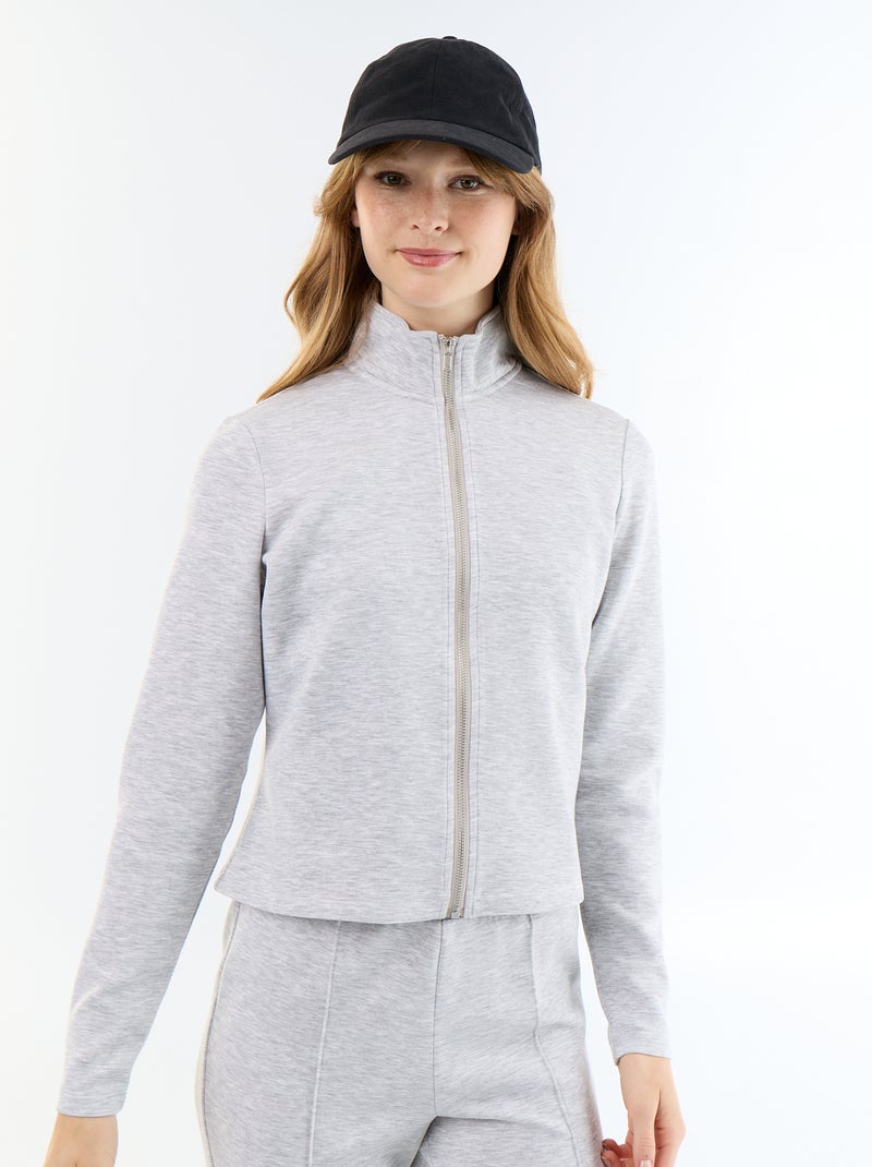 Jersey con cremallera y cuello alto Gris - Kiabi