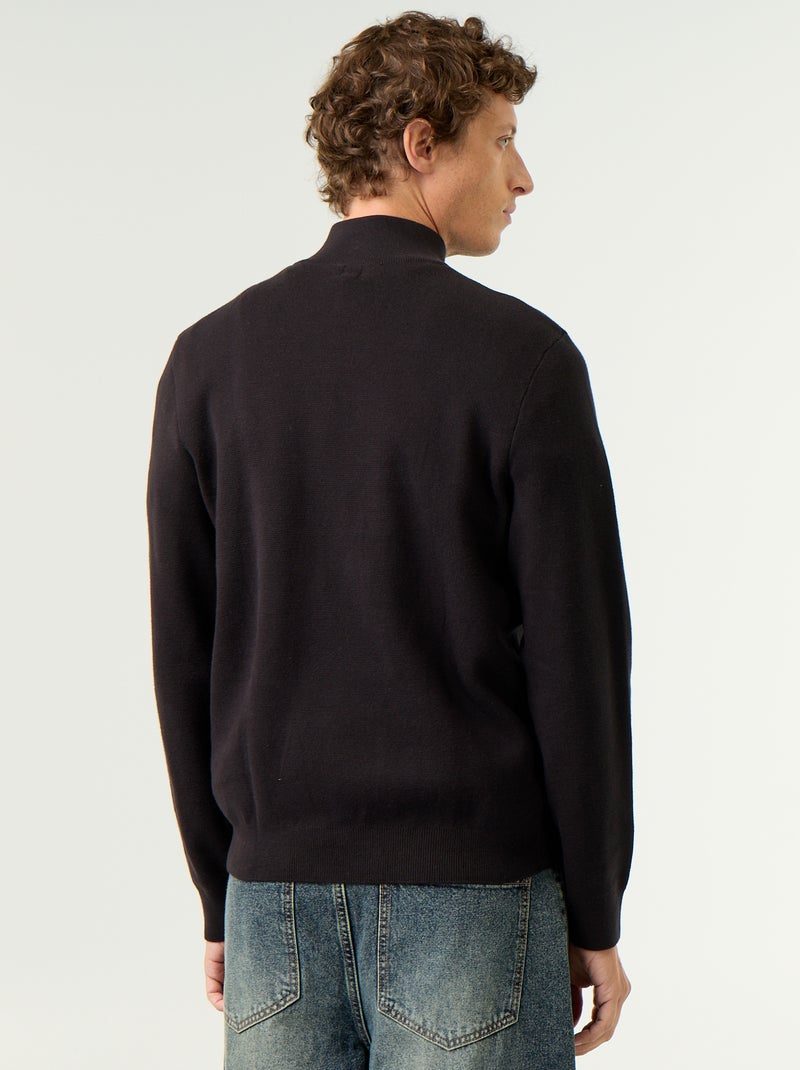 Jersey con cuello alto con cremallera Negro - Kiabi