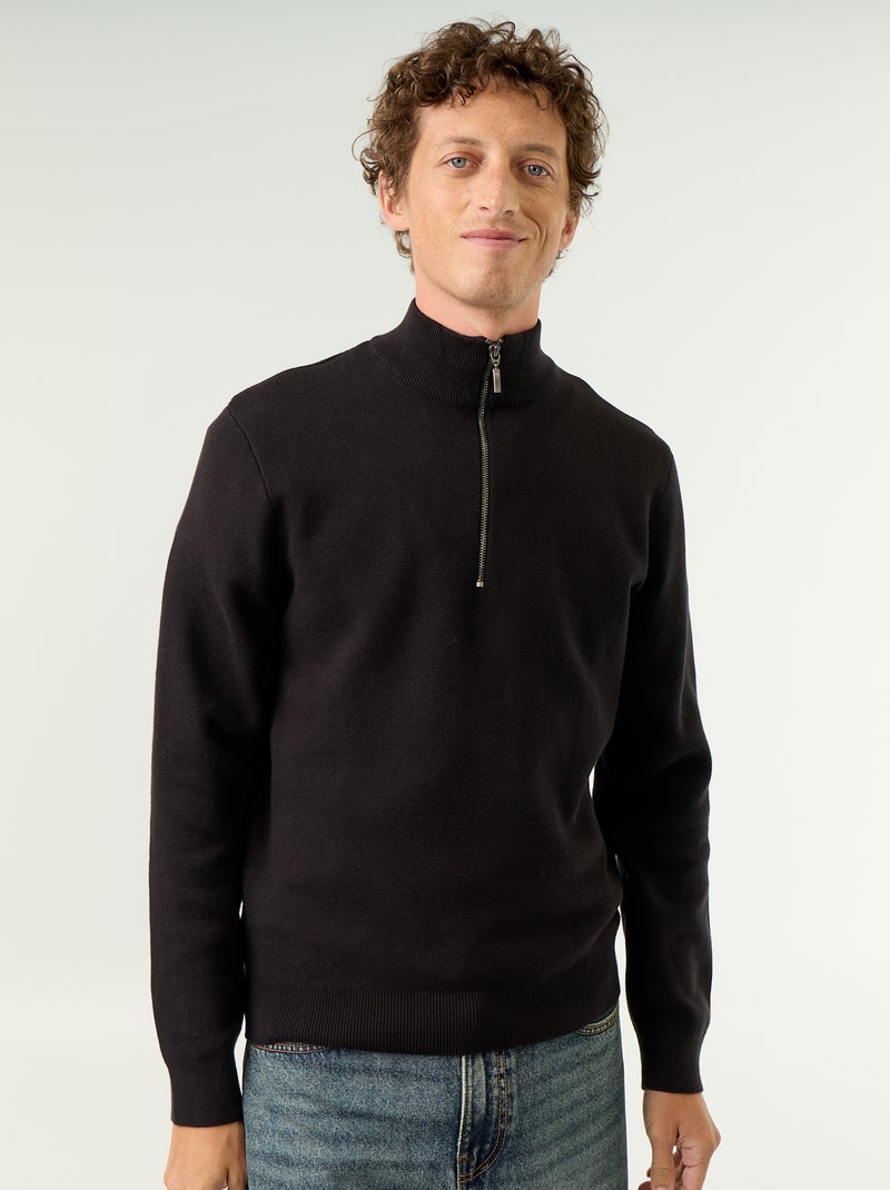 Jersey con cuello alto con cremallera Negro - Kiabi