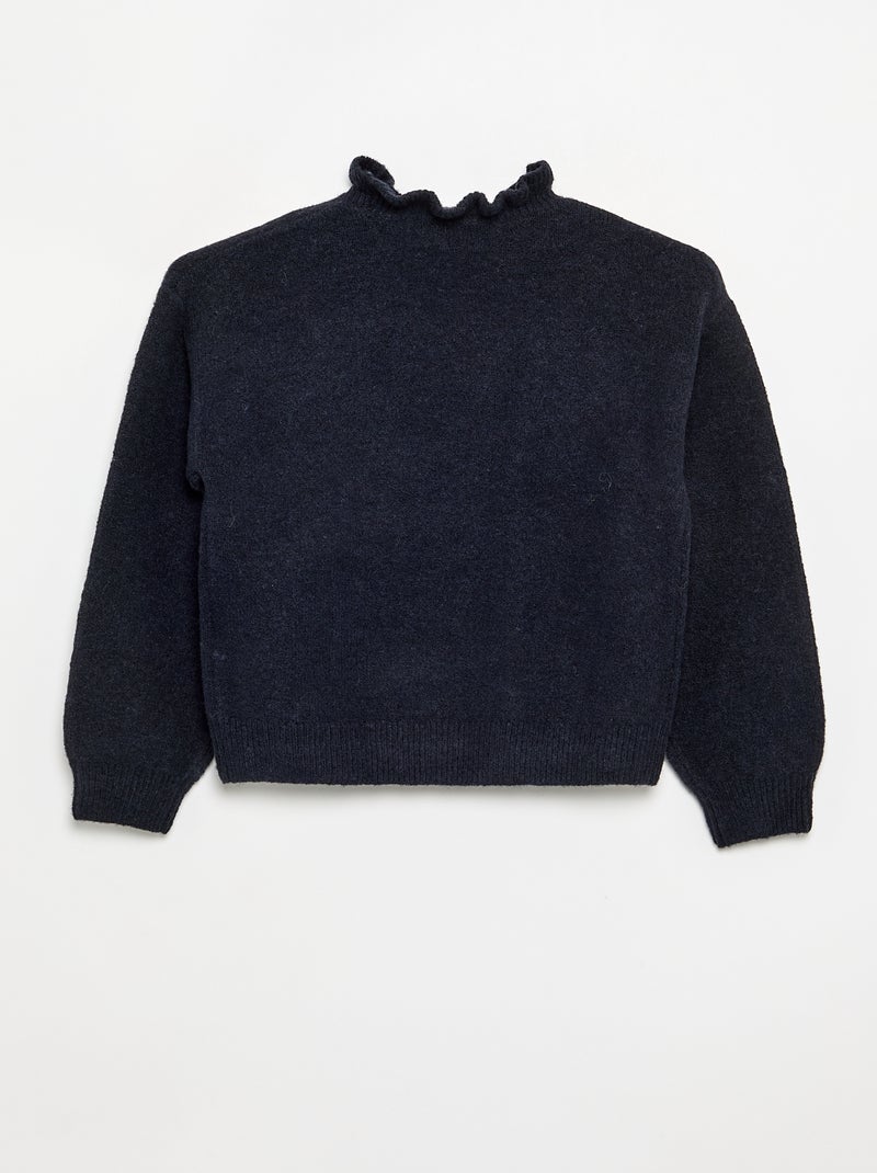 Jersey con cuello alto ondulado Azul - Kiabi