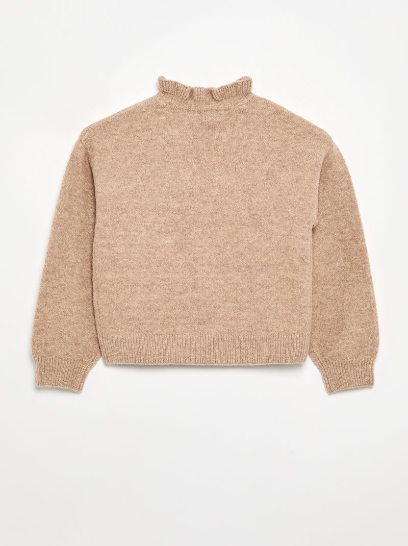 Jersey con cuello alto ondulado Beige - Kiabi
