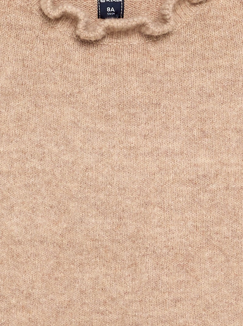 Jersey con cuello alto ondulado Beige - Kiabi