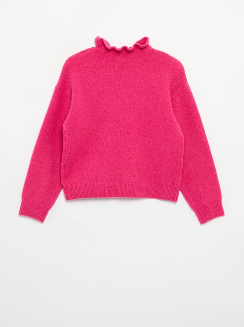 Jersey con cuello alto ondulado Rosa - Kiabi