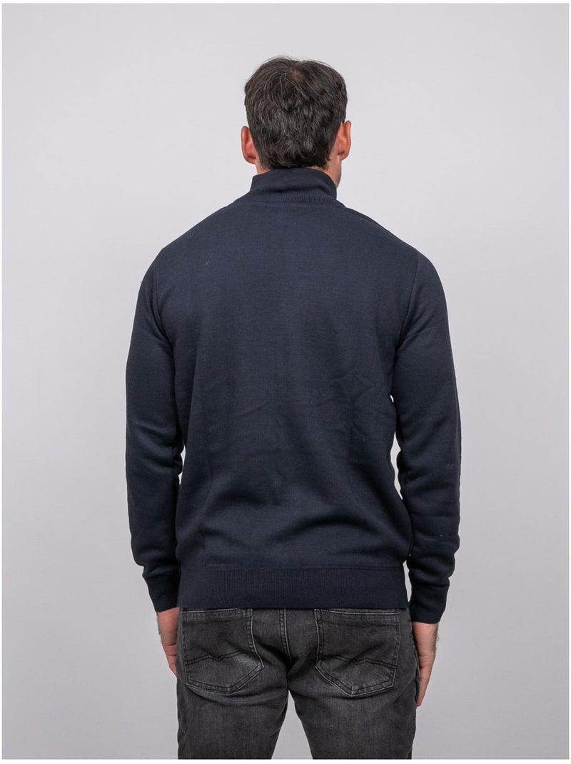 Jersey con cuello alto y cremallera larko Azul marino - Kiabi