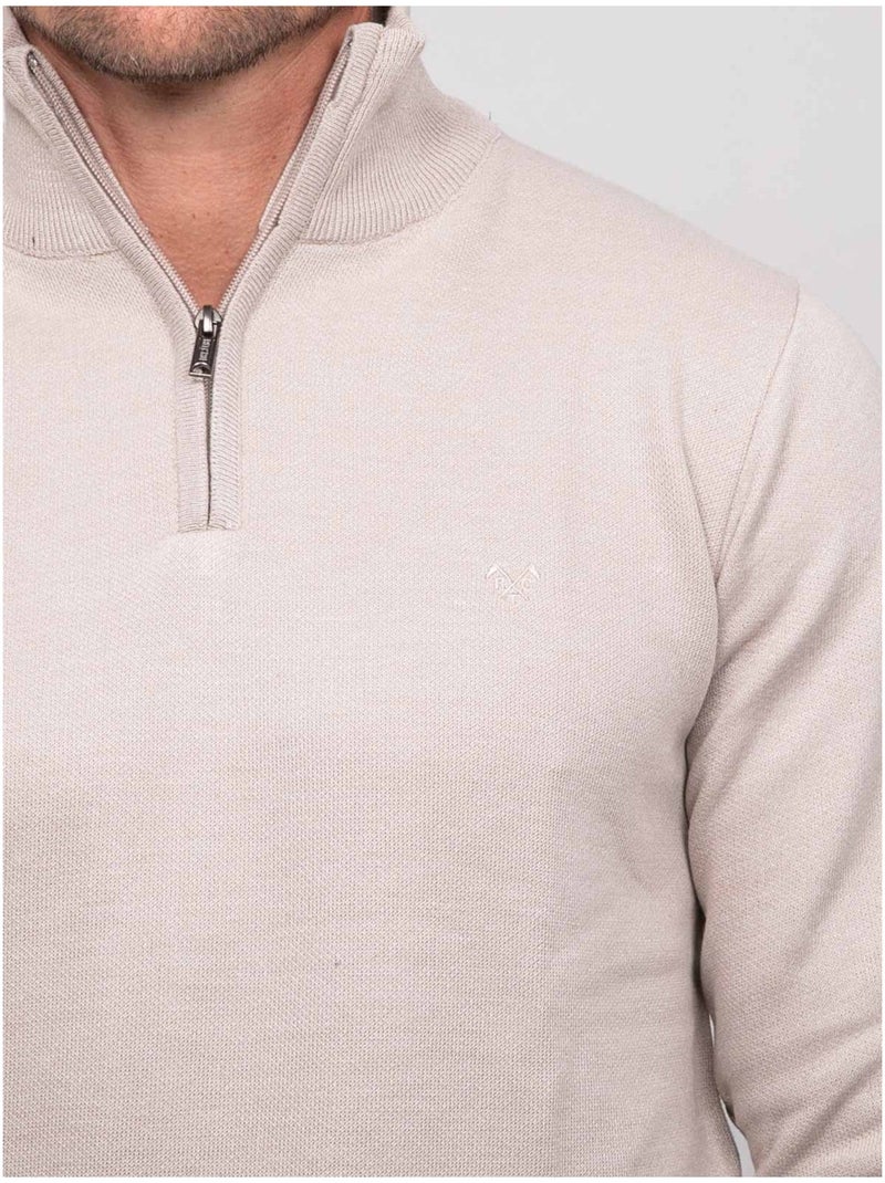 Jersey con cuello alto y cremallera larko Beige - Kiabi