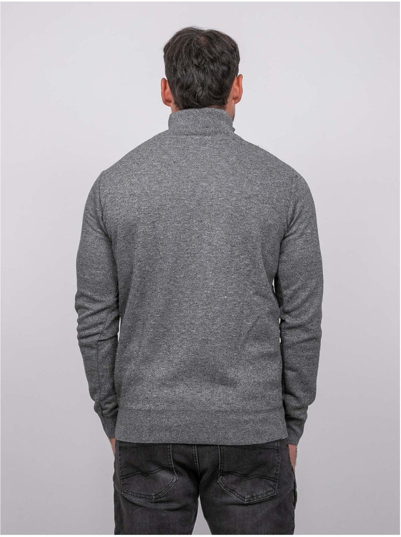 Jersey con cuello alto y cremallera larko Gris jaspeado - Kiabi